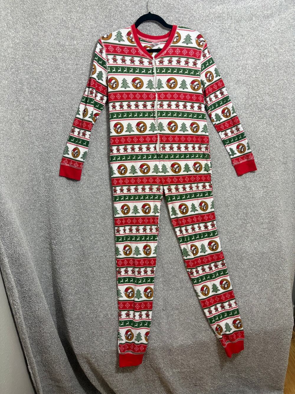 Buc-ee's M Christmas Union Suit Pajamas Drop Seat Fair Isle